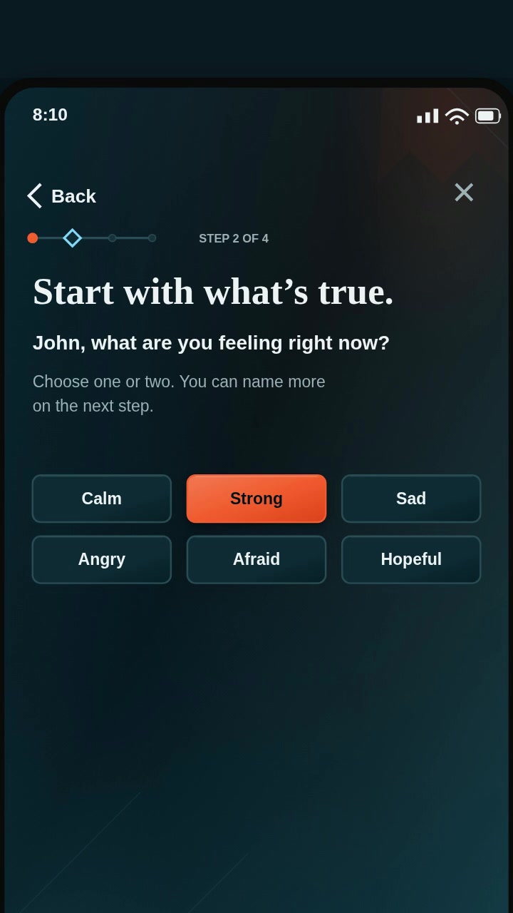 The Victory app: Start with what's true, a daily check-in.