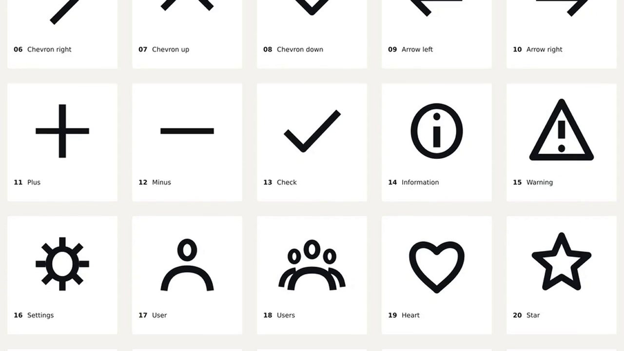 Type-derived icons beside their typefaces.