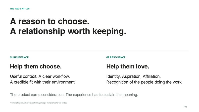 Brand system page 2: A reason to choose. A relationship worth keeping. Help them choose and help them love.