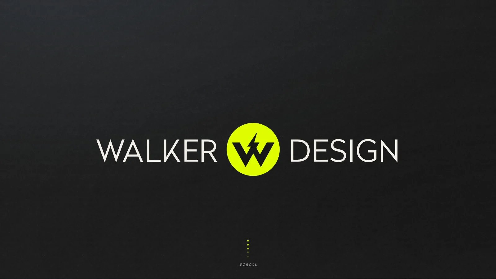 The Walker Design lockup, white type around the Acid W, centred on Carbon.