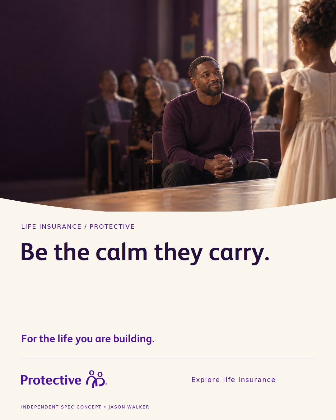 Social post, variant B: the same layout with the headline Be the calm they carry.
