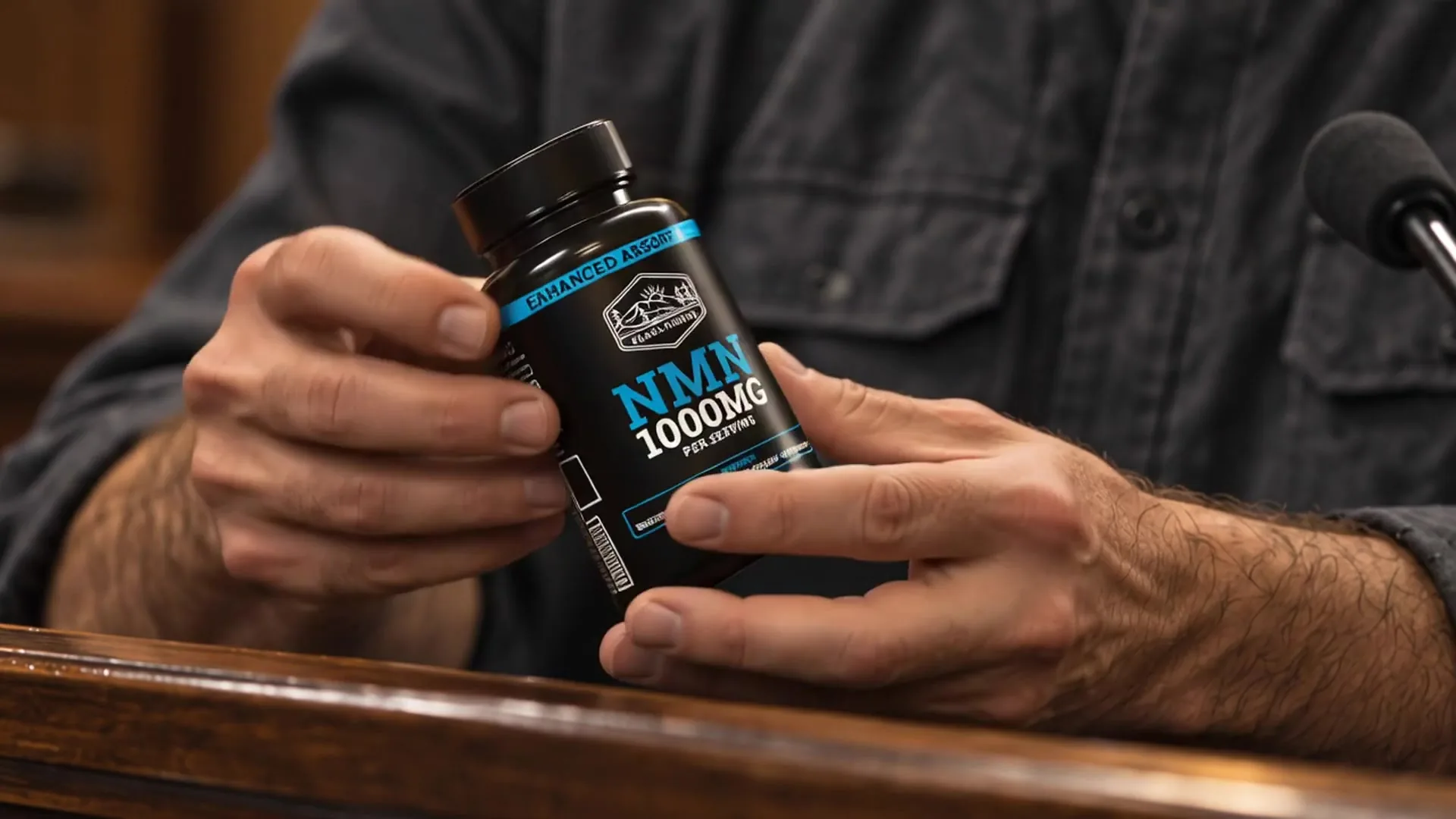The Label Takes the Stand, a Black Forest NMN 1000MG commercial: a witness turns the bottle around in a courtroom: poster