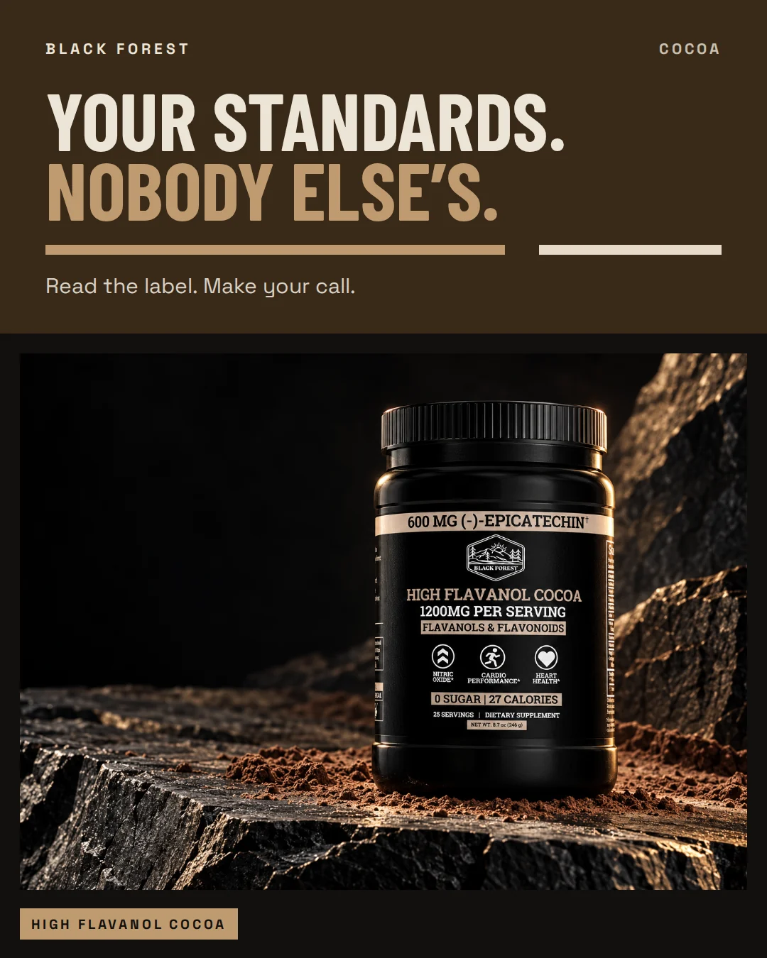 High Flavanol Cocoa, monochromatic: the controlled comparison