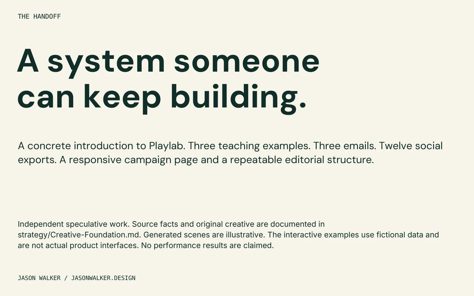 Playlab brand and campaign guide, page 8: the handoff