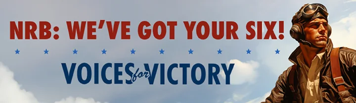 Billboard design 01: NRB: WE’VE GOT YOUR SIX!, with the Voices for Victory wordmark