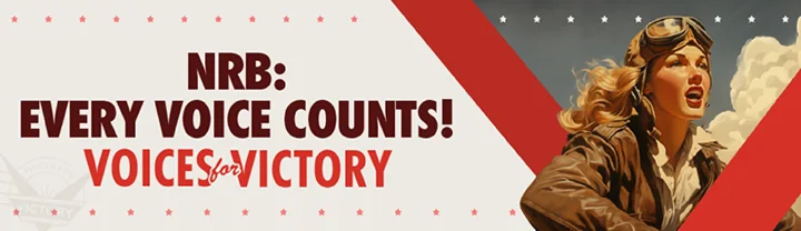 Billboard design 04: NRB: EVERY VOICE COUNTS!, with the Voices for Victory wordmark