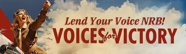 Billboard design 08: Lend Your Voice NRB!, with the Voices for Victory wordmark