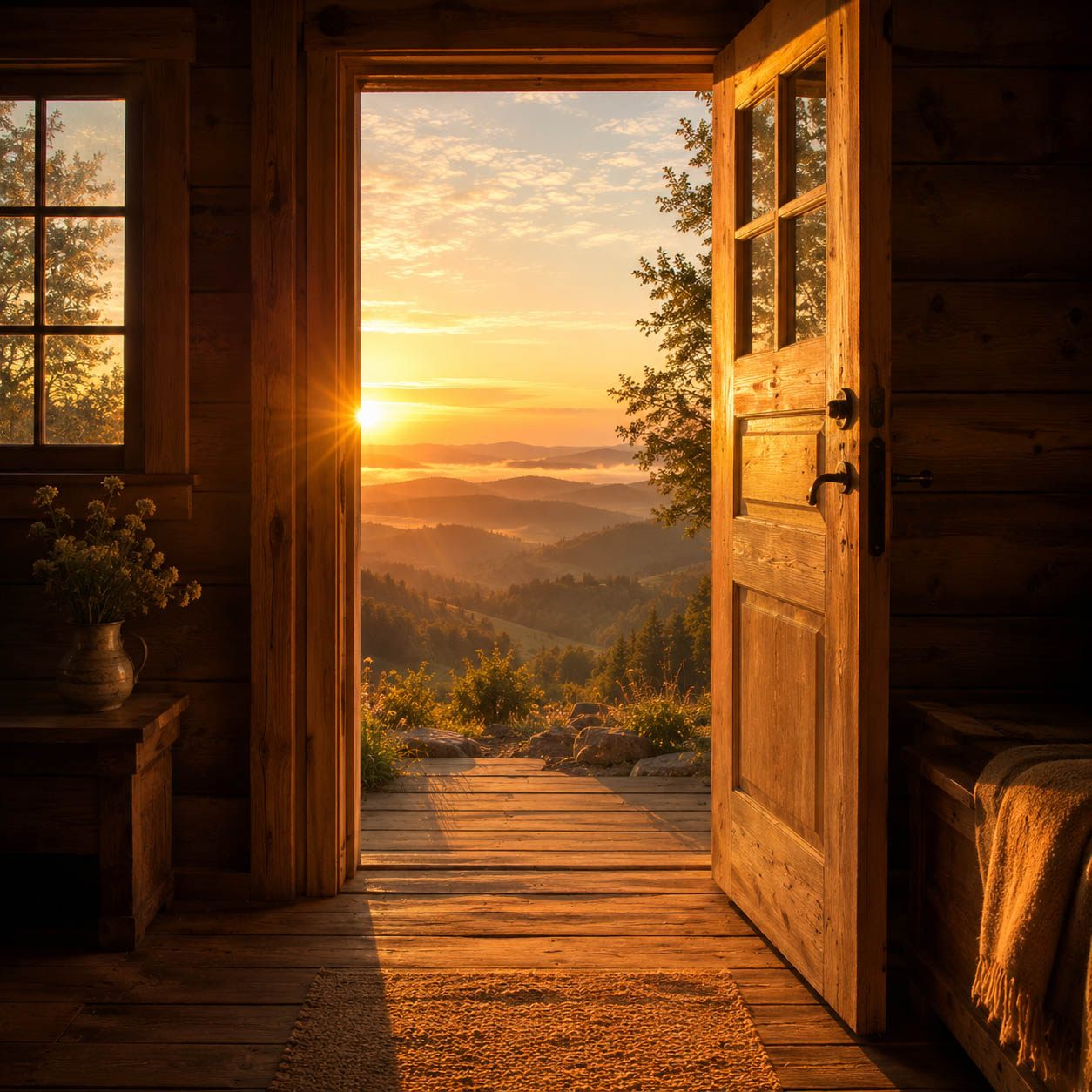 A bright, open doorway, polished and impersonal