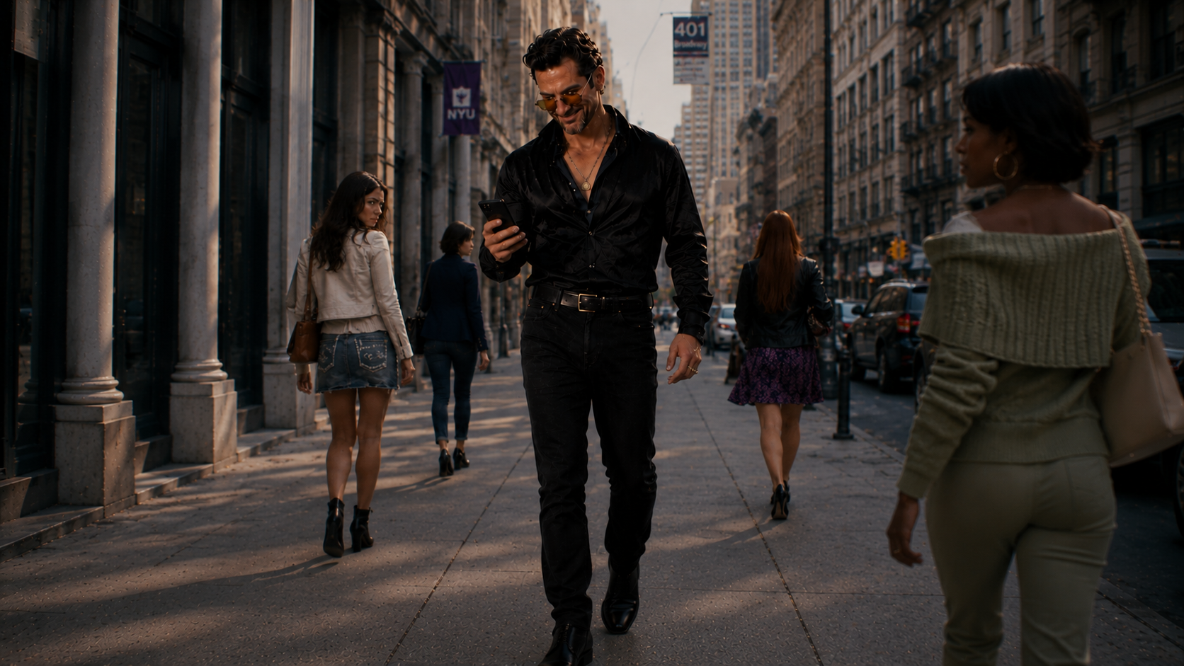 The Seducer, storyboard frame 1: Sidewalk Delusion